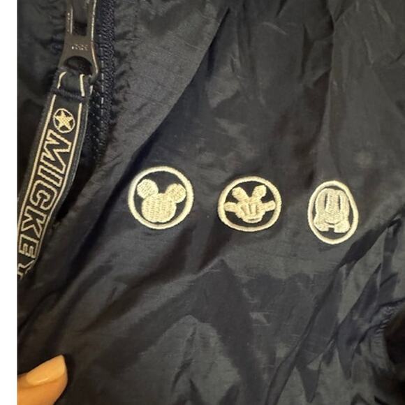 Disney Park Rain Jacket Mickey Zip Front hood Wind Breaker Navy S - Picture 9 of 9